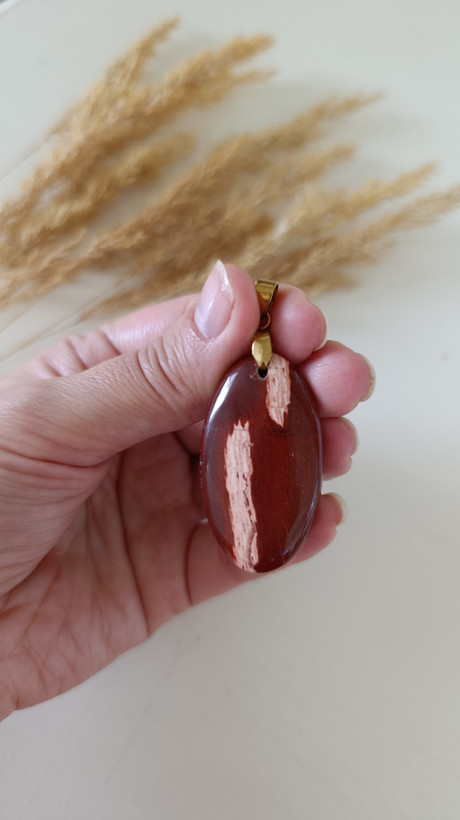 پلاک آویز سنگ جاسپر سرخ طبیعی کد ۳۸