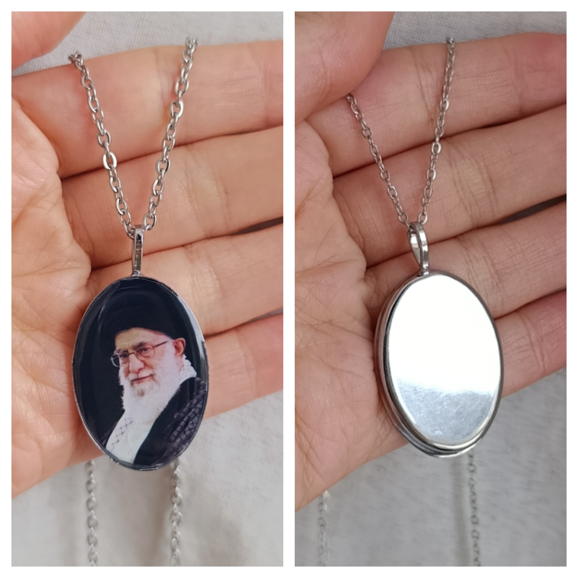 آویز عکس آقا مدل بیضی با زنجیر دیپلمات