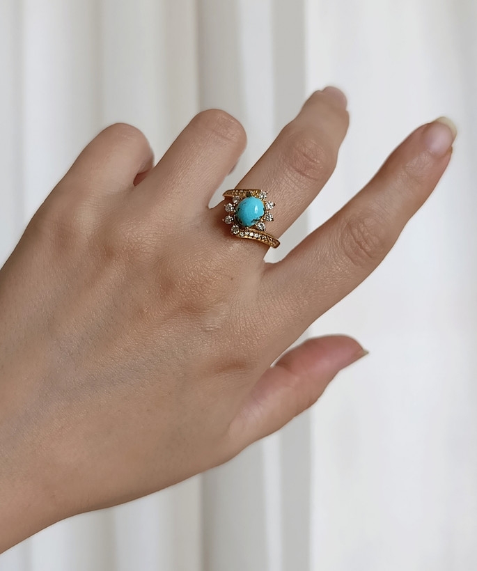انگشتر زنانه فیروزه اصل نیشابور رکاب طلاروس