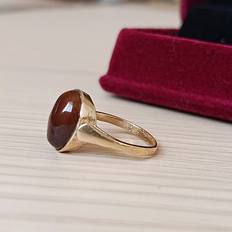 انگشتر عقیق زنانه رکاب طلاروس